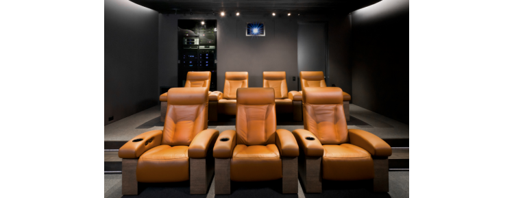 Кресло Реклайнер коньячное с электроприводом (cinema chair)