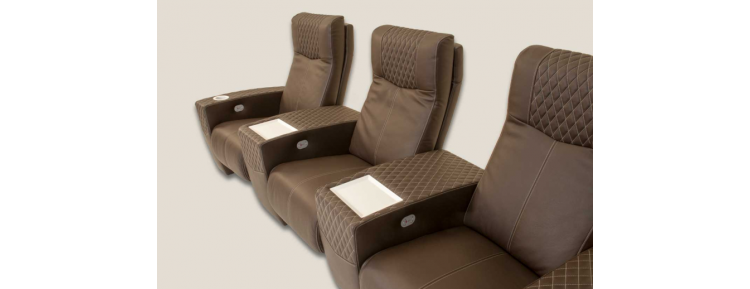 Кресло Реклайнер коричневое с электроприводом (cinema chair)